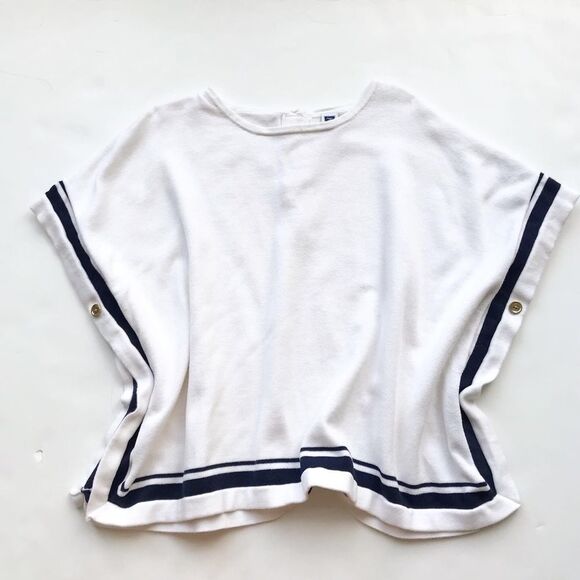 Janie & Jack white/navy knit poncho EUC 5-6Y - Picture 1 of 2